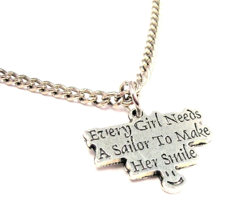 Personalized Infinity Necklace-Every Girl Needs A Sailor To Make Her Smile Single Charm Necklace