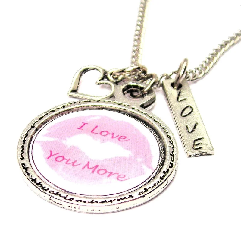 Pearls and Diamonds Necklace-I Love You More Framed Resin Necklace