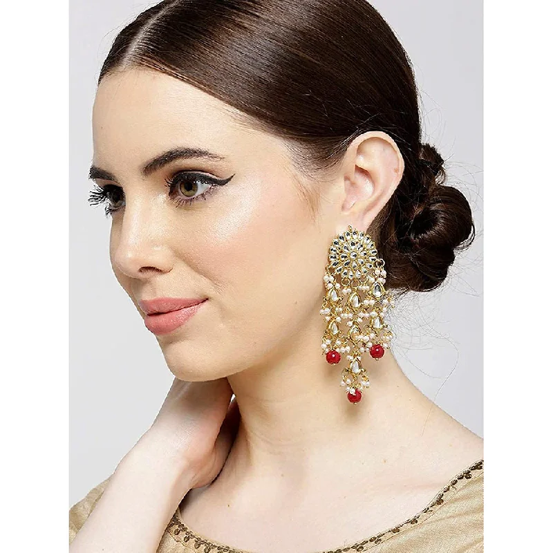 Abstract Earrings-Etnico Traditional Gold Plated Kundan Pearl Earrings & for Women (E2822M)