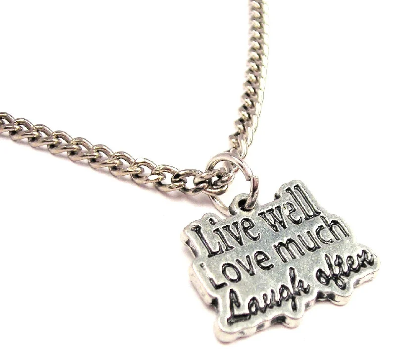 Bold Statement Necklace-Live Well Love Much Laugh Often Single Charm Necklace