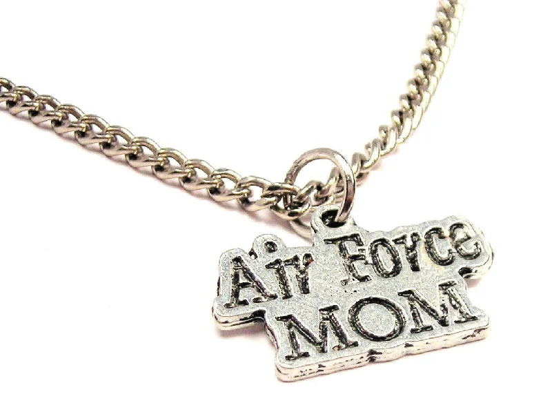 Silver Cross Necklace-Air Force Mom Single Charm Necklace