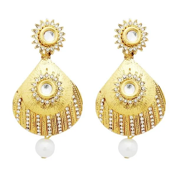 Swaying Earrings-Jheel Gold Plated Austrian Pearl Drop Dangler Earrings - 2900250B