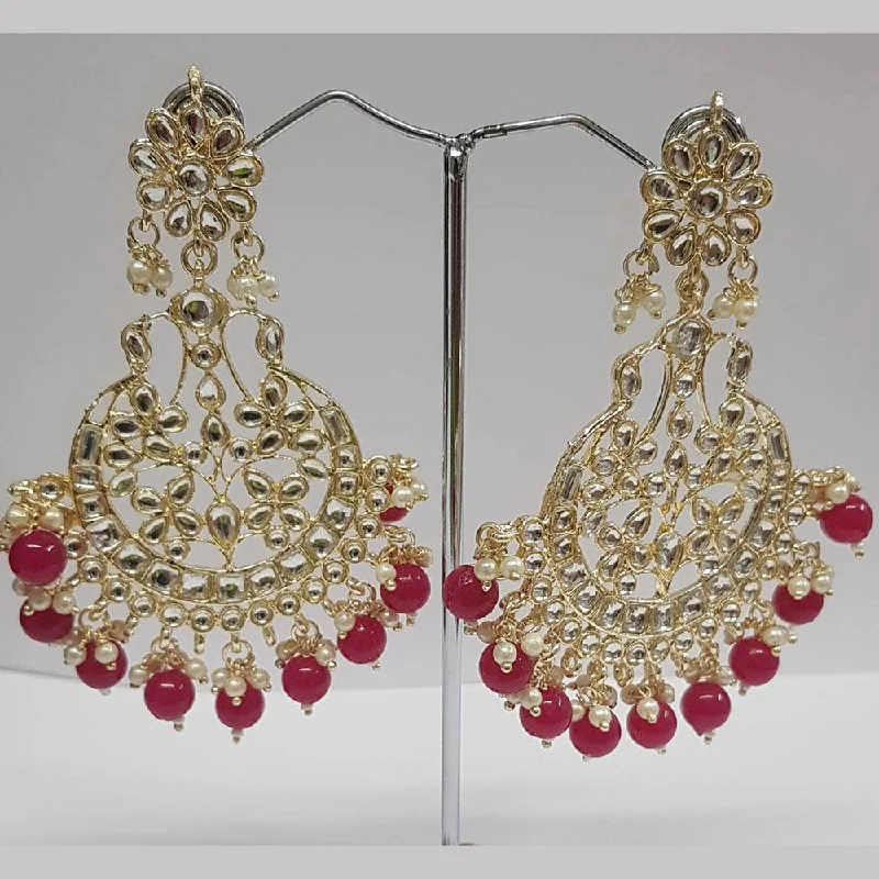 Luxurious Drop Earrings-Shreeji Kundan Stone Gold Plated Dangler Earrings - ShreejiEar27