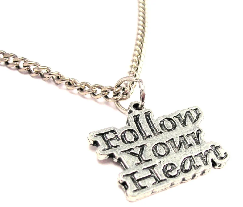 Custom Name Necklace for Gift-Follow Your Heart Single Charm Necklace