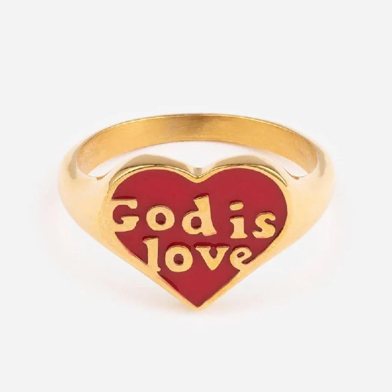 Personalized Men’s Ring-Enamel God is Love Ring