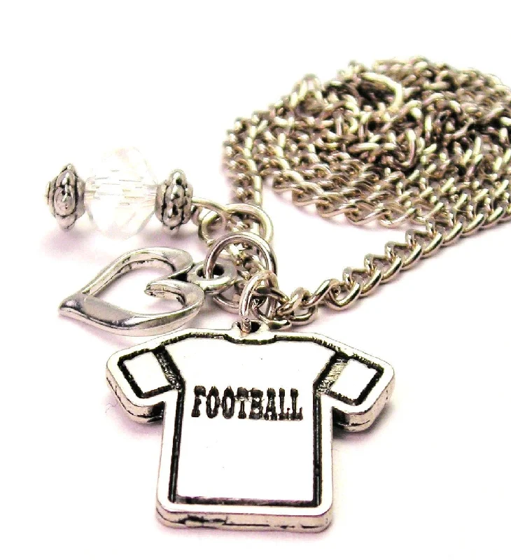 Retro Style Necklace-Football Jersey Necklace with Small Heart