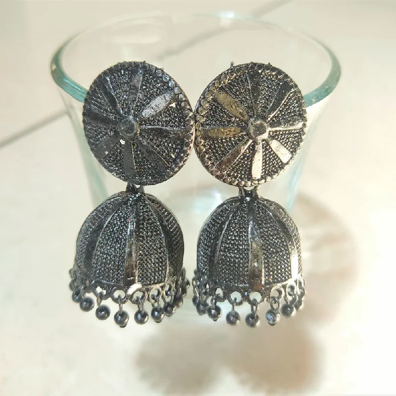 Swarovski Crystal Earrings-H K Fashion Oxidised  Plated Jhumki Earrings