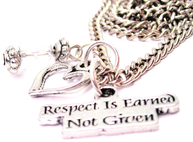 Charm Necklace for Women-Respect Is Earn Not Given Necklace with Small Heart