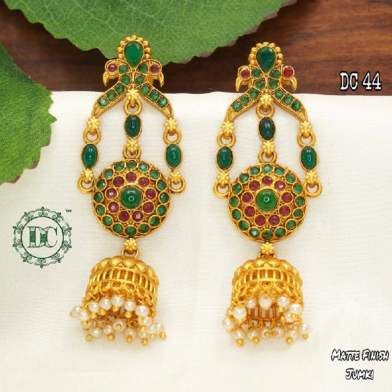 Acrylic Earrings-Diksha Collection Gold Plated Pota Stone Jhumkis Earrings