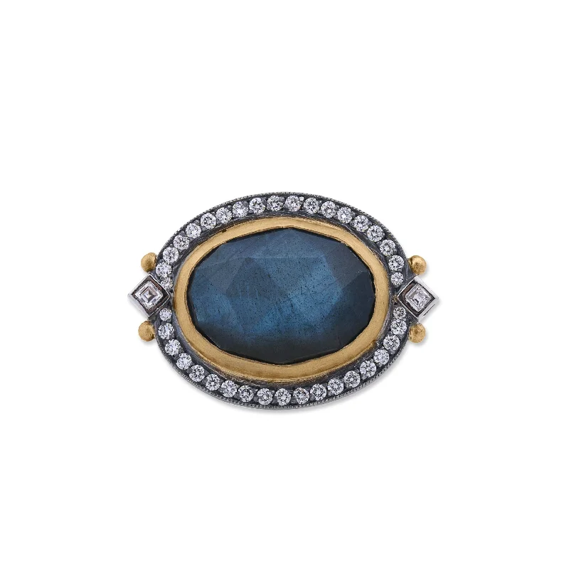 Blue Diamond Engagement Ring-Lika Behar Faceted Labradorite Ring