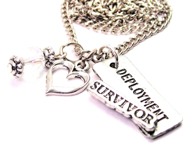 Custom Birthstone Necklace-Deployment Survivor Necklace with Small Heart