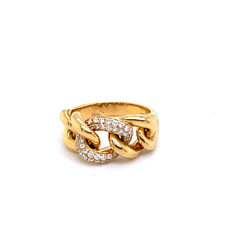 Bezel Set Engagement Ring-Diamond Pave Link Ring