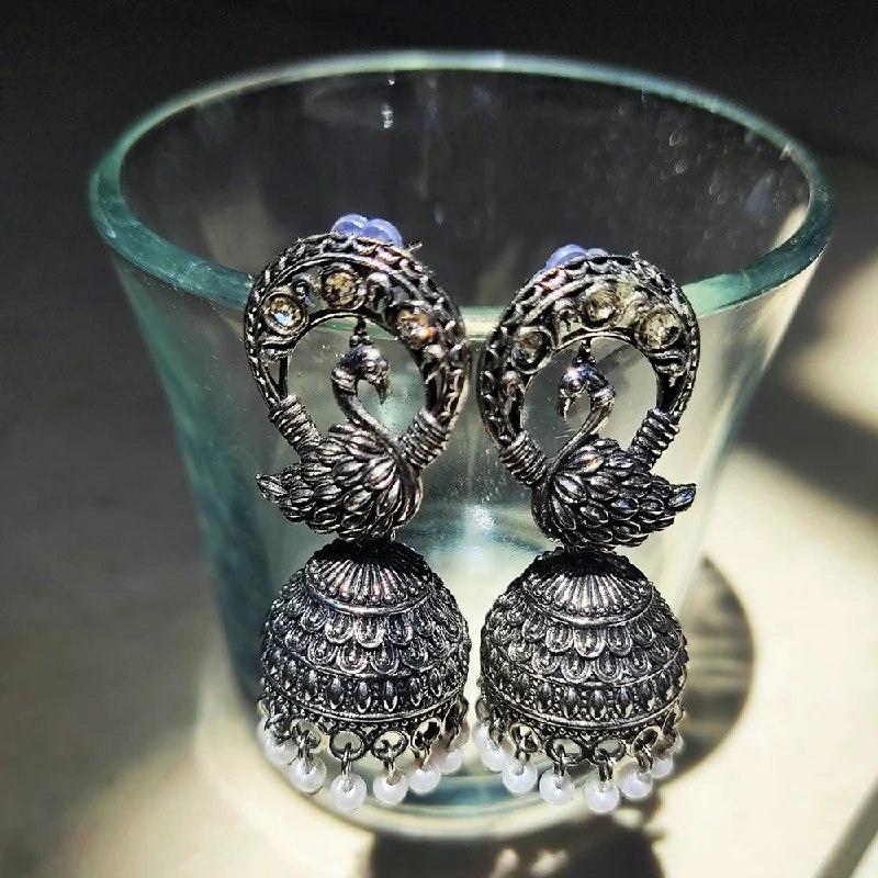 Fashionable Drop Earrings-H K Fashion Oxidised Plated Jhumki Earrings