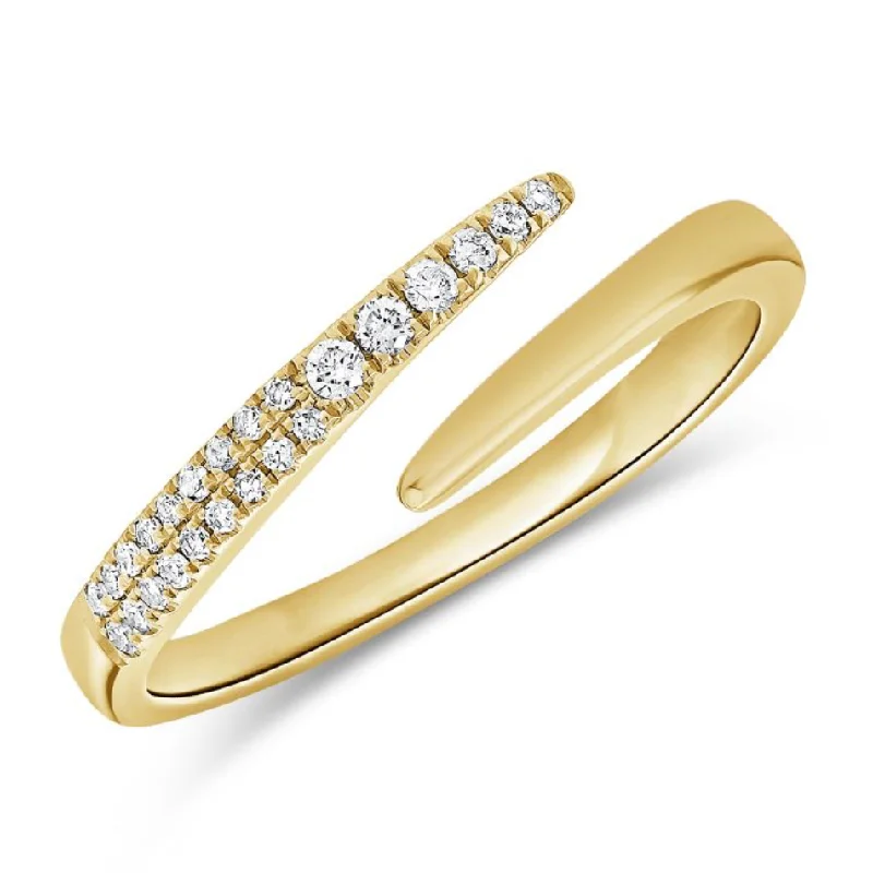 Chunky Gold Ring-Half Open Diamond Wrap Ring