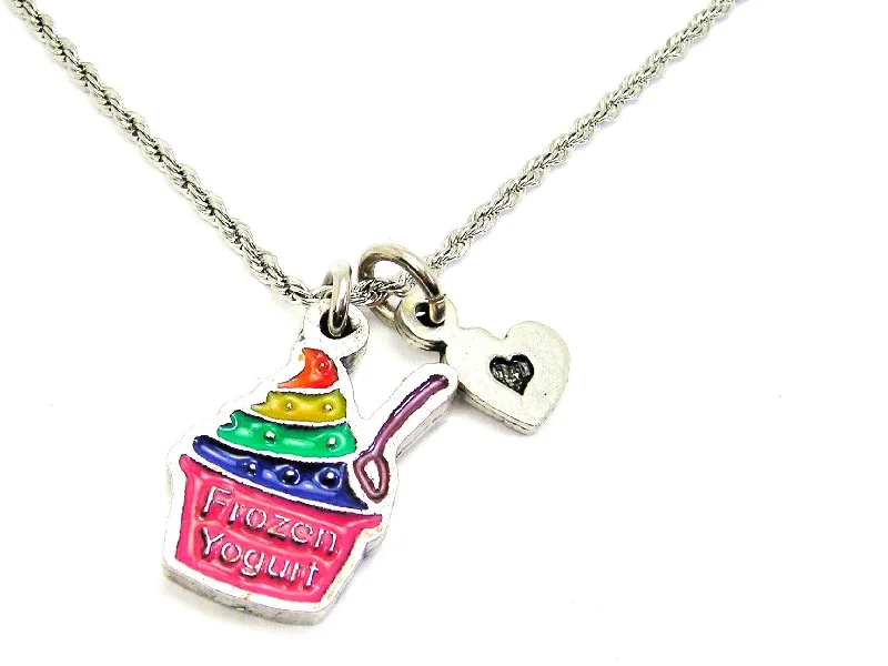 Heart Pendant Necklace for Women-Rainbow Colored Frozen Yogurt Necklace