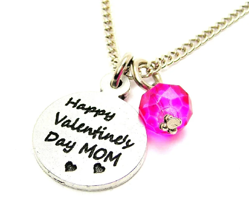 Vintage Diamond Necklace-Happy Valentines Day Mom Single Charm Necklace