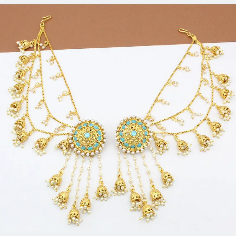 Enamel Earrings-Sai Fashion Gold Plated Pearl And Kundan Kanchain Jhumki Earrings