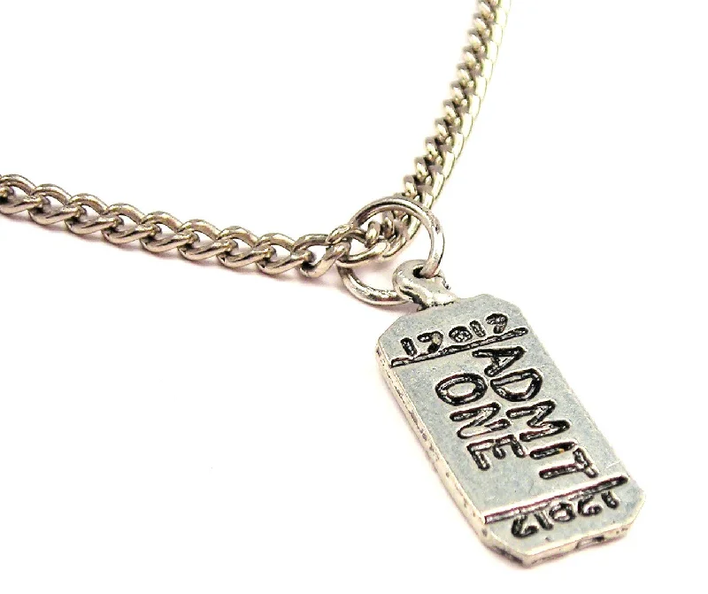 Women’s Chain Necklace-Admit One Movie Ticket Single Charm Necklace