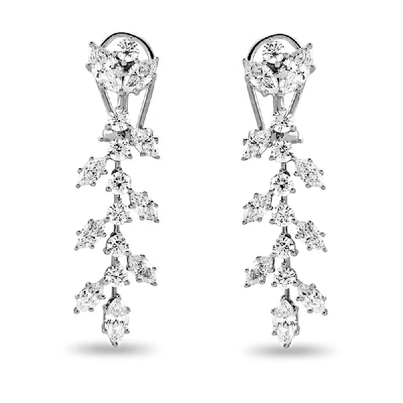 Statement Earrings for Bridesmaids-4.25 ct. Marquise Diamond Drop Earrings Flower Design