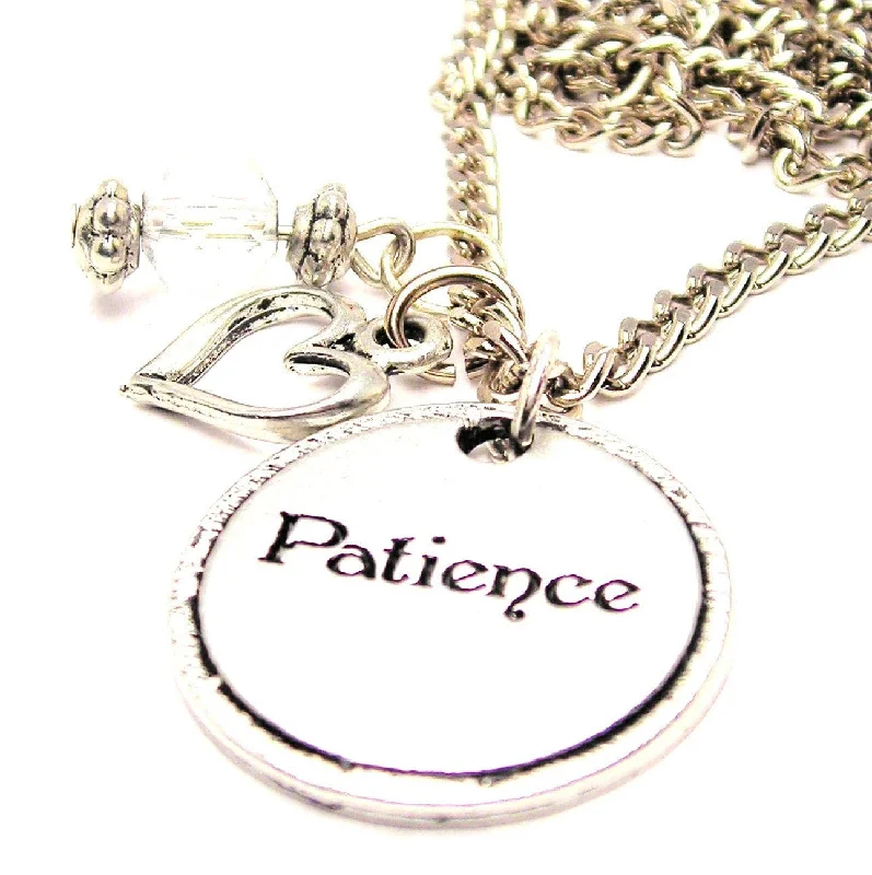 Diamond Necklace for Women-Patience Circle Necklace with Small Heart