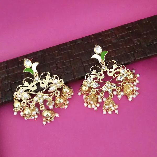 Acrylic Hoop Earrings-Kriaa Gold Plated Kundan Dangler Jhumki Earrings - 1316324B