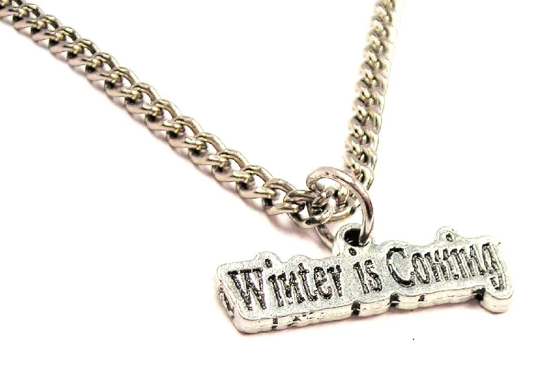 Simple Gold Necklace-Winter Is Coming Single Charm Necklace