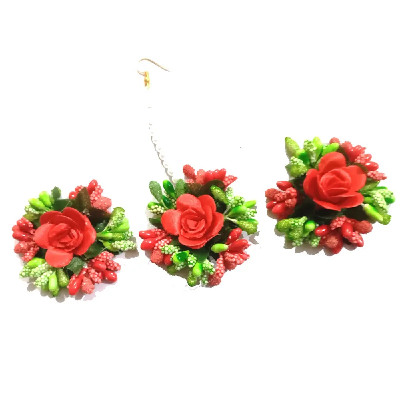 Hoop Earrings with Charms-Kavyas Kreation Floral Earrings With Mangtikka