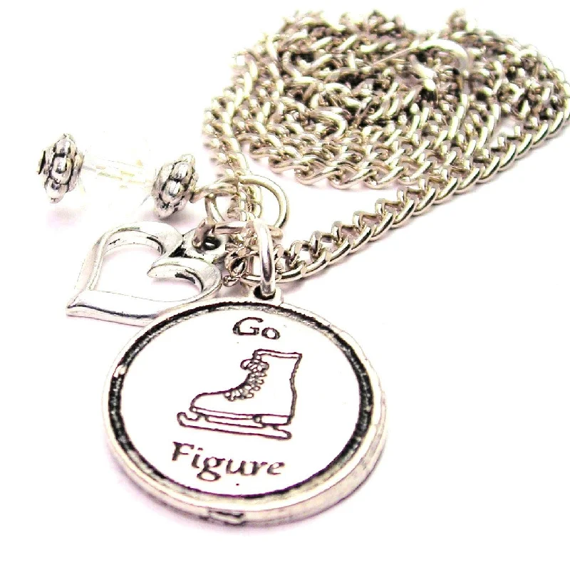 Custom Family Tree Necklace-Go Figure - Figure Skating Necklace with Small Heart