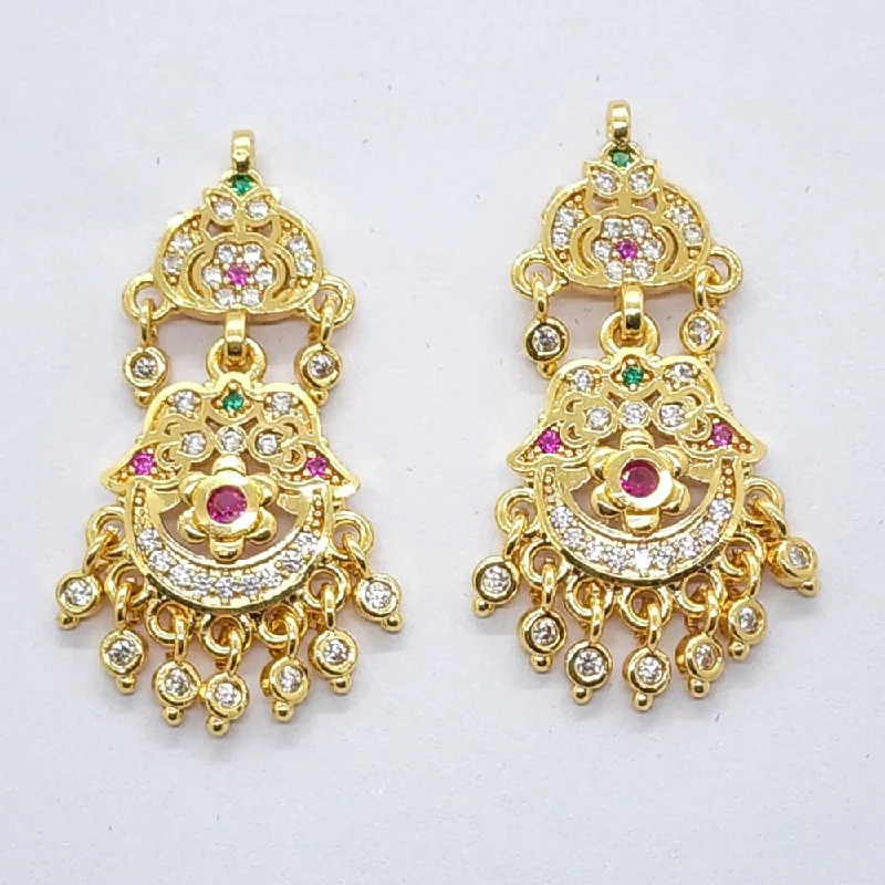 Elegant Hoop Earrings-Raiyaraj Gold Plated American Diamond Micro Plating Pack of 3 Dangler Designer Earrings