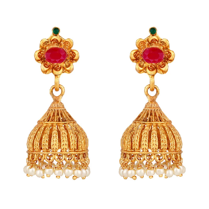 Vintage Gold Earrings-Shrishti Fashion Lovely Gold Plated Jhumki Earring For Women