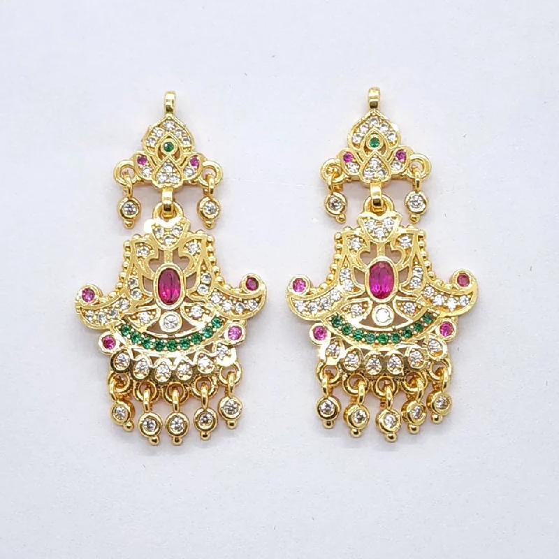 Gold Stud Earrings-Raiyaraj Gold Plated American Diamond Micro Plating Pack of 3 Dangler Designer Earrings