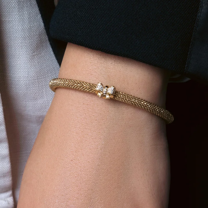 Women’s Bracelet with Diamonds-Silver 925 Gold Plated Bowtie Bracelet - ITB00179GP