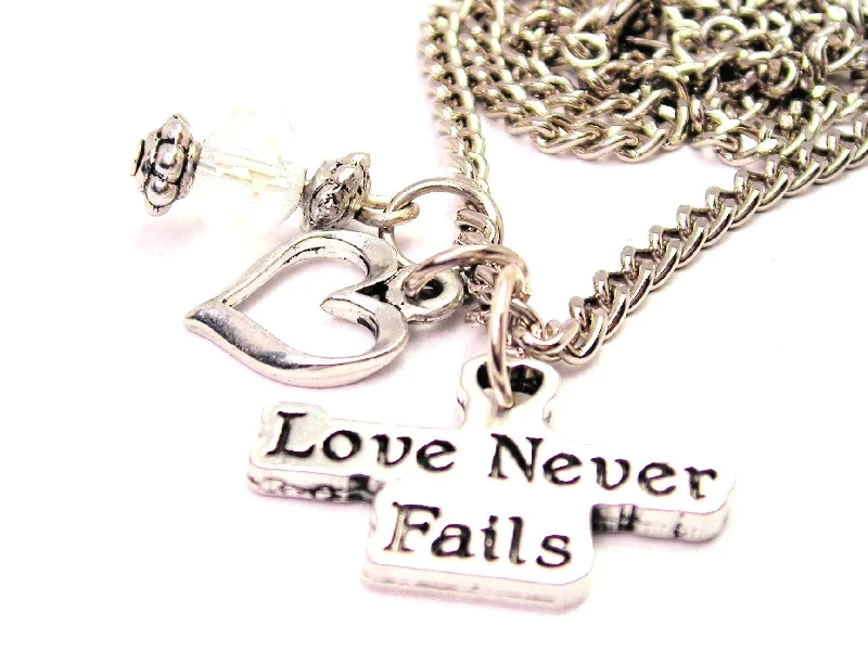 Boho Style Necklace-Love Never Fails Necklace with Small Heart