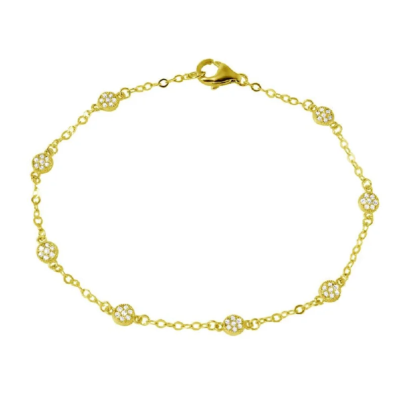 Classic Tennis Bracelet-Gold Plated 925 Sterling Silver Small Round Floral CZ Bracelet - GMB00020GP