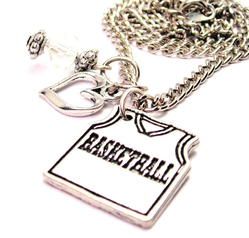 Multi-Layer Necklace-Basketball Jersey Necklace with Small Heart