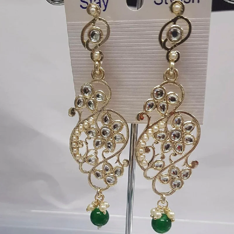 Handmade Silver Earrings-Shreeji Austrian Stone Gold Plated Dangler Earrings