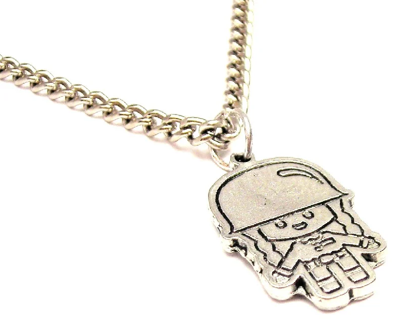 Gold Necklace for Everyday Wear-Little Soldier Girl Single Charm Necklace