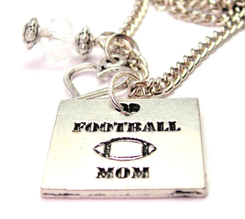 Luxury Wedding Necklace-Football Mom Necklace with Small Heart