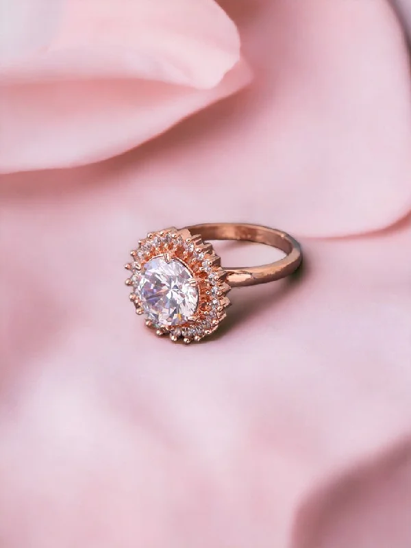 Handmade Promise Ring-Rose Gold Rico Solitaire Zirconia Ring