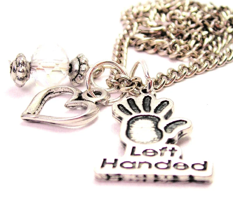 Heart Pendant Necklace for Women-Left Handed Necklace with Small Heart