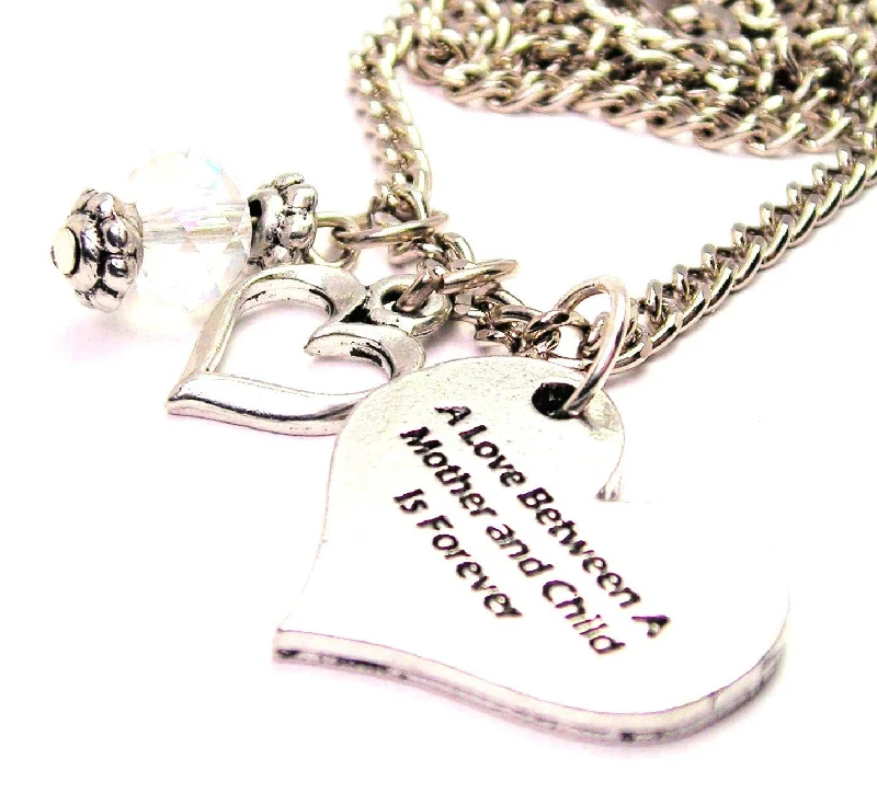 Personalized Pearl Necklace-A Love Between A Mother And Child Is Forever Necklace with Small Heart