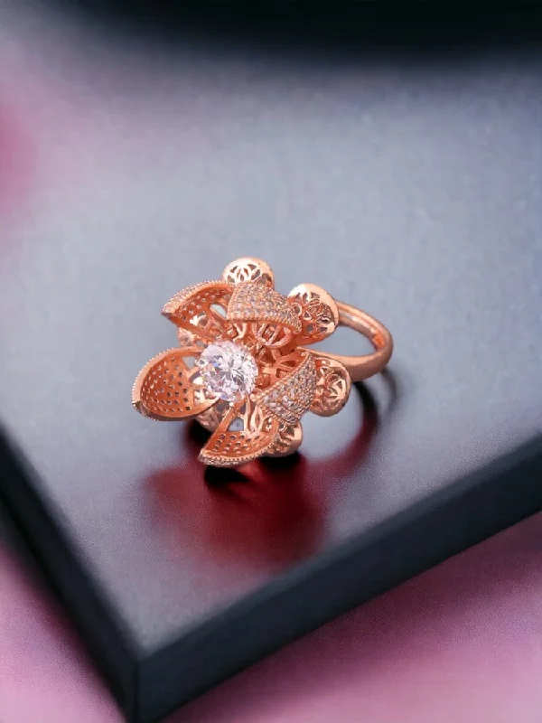 Oval Cut Diamond Ring-Rose Gold Amrita Zirconia Ring - EOSS