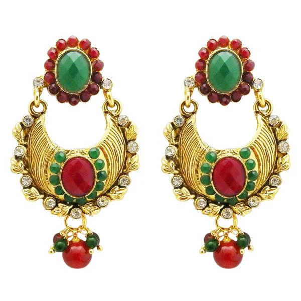 Fashion Statement Earrings-Kriaa Gold Plated Austrian Stone Dangler Earrings - 1304949A