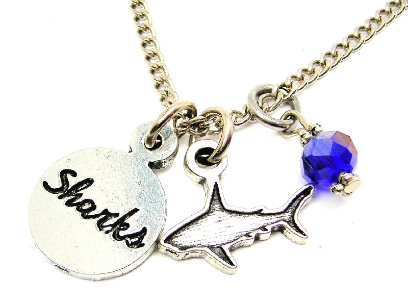 Women’s Pendant Necklace-Shark with Sharks Circle Necklace