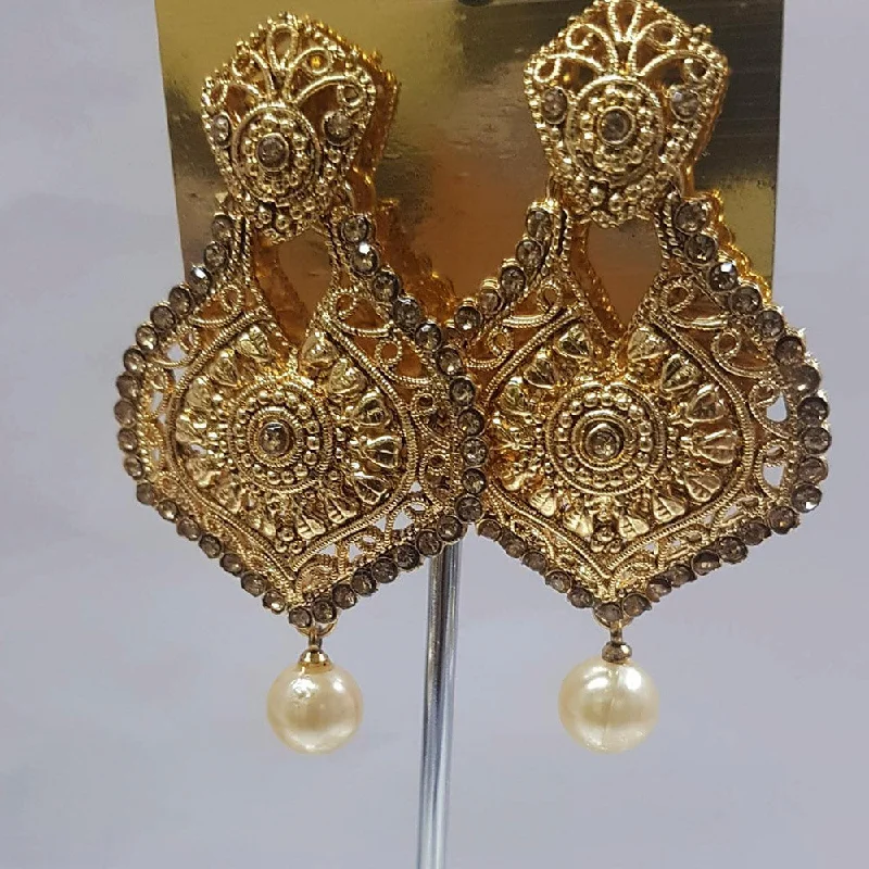 Thin Hoop Earrings-Shreeji Austrian Stone Gold Plated Dangler Earrings-ShreejiEar22