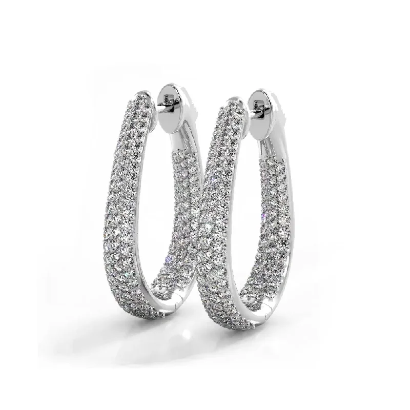 Abstract Shape Earrings-1.50 ctw. Inside Out Dome Pave Diamond Hoop Earrings