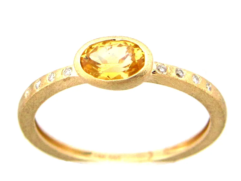 Custom Engraved Ring-Satin Finish Citrine Ring