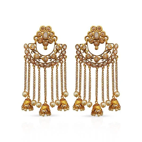 Colored Gemstone Earrings-Kriaa AD Stone Gold Plated Dangler Earrings - 1312917A