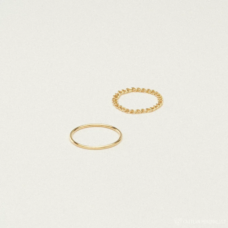 Gold Wedding Band for Men-Bold Stacking Ring Set