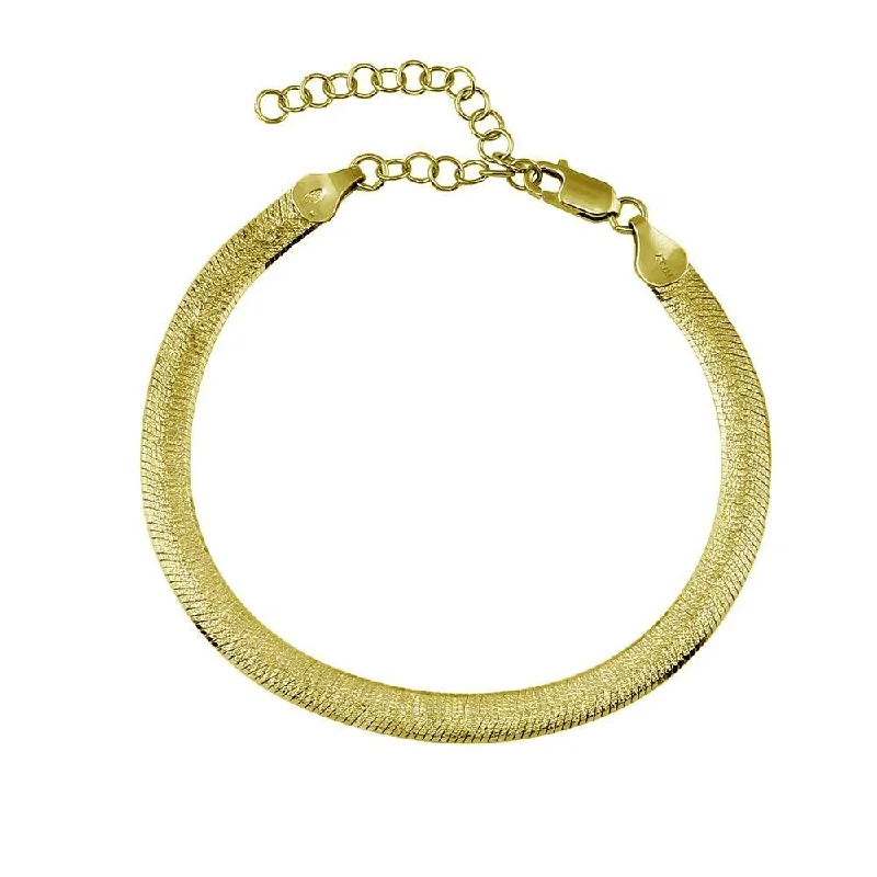 Natural Stone Bracelet-Gold Plated 925 Sterling Silver Sparkle Dome Bracelet 5mm - CH542B GP